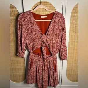 Red and White Flower Romper